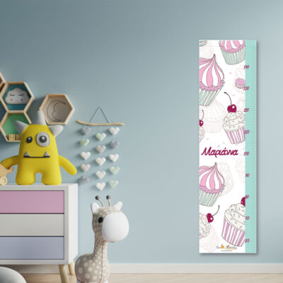 Μετρητής Ύψους με Cupcakes, Όνομα, παιδικό δωμάτιο για κορίτσι