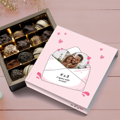 Κουτί Σοκολατάκια εικαστικό φάκελος με Φωτογραφία, Ευχές