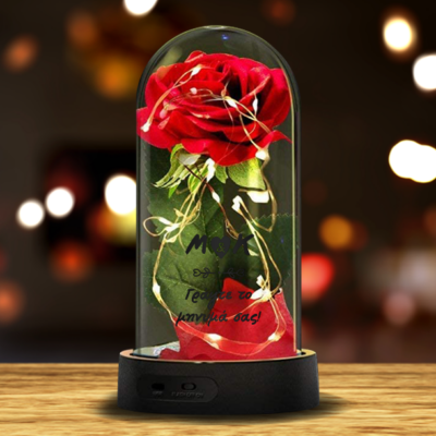 Διακοσμητικό Τριαντάφυλλο με Φωτάκια LED & Αρχικά