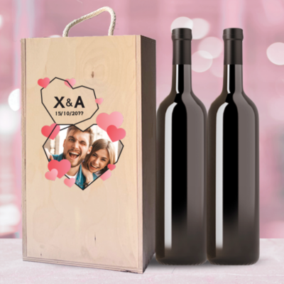 Mε Φωτογραφία διπλό Κουτί για Κρασί & Μήνυμα