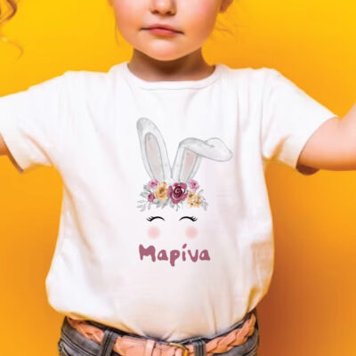 T-shirt, Μακό Παιδικό με Μονόκερο Λαγό, Όνομα