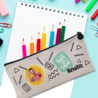 Σχολική Κασετίνα λινή με Φωτογραφία, Όνομα