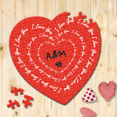 Παζλ καρδιά, I love you, με ονόματα, Μήνυμα, Ημ/νία