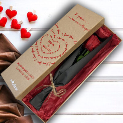 Κουτί με Forever τριαντάφυλλo, με Μήνυμα, Ονόματα