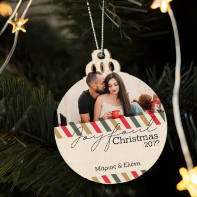 Ξύλινο Στολίδι με Ονόματα, Φωτογραφία, για ζευγάρι, για χριστουγεννιάτικο Δένδρο