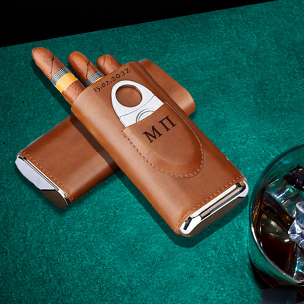 Δερμάτινη Θήκη για Πούρα, με Χάραξη Αρχικά, Ημ/νία - Image 2