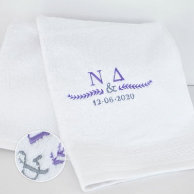 Με μοτίβο Σετ ή Μεμονωμένες Πετσέτες με Κεντημένα Αρχικά, Ημ/νία