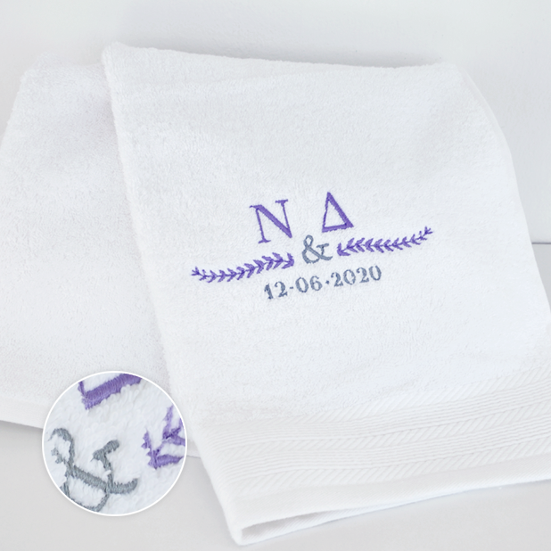 Με μοτίβο Σετ ή Μεμονωμένες Πετσέτες με Κεντημένα Αρχικά, Ημ/νία