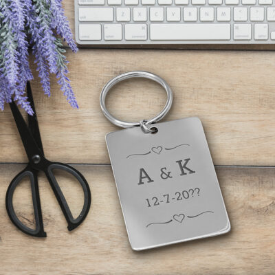 Μεταλλικό StaInless Steel Μπρελόκ με Χάραξη Aρχικά