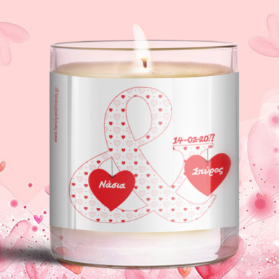 Αρωματικό Κερί σε Ποτήρι με Ονόματα και ημερομηνία