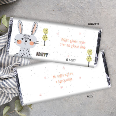 Σοκολάτα με γραμμικό λαγό, Μήνυμα, Ονόματα, Ευχές