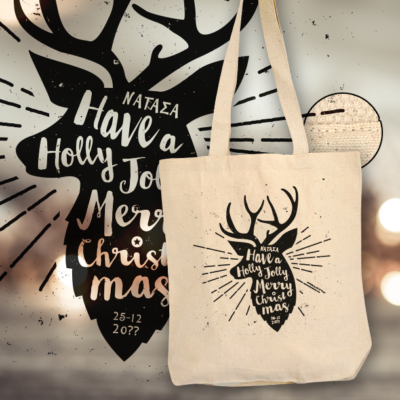 Τσάντα Αγορών με Τάρανδο,  για τις Γιορτές με Όνομα