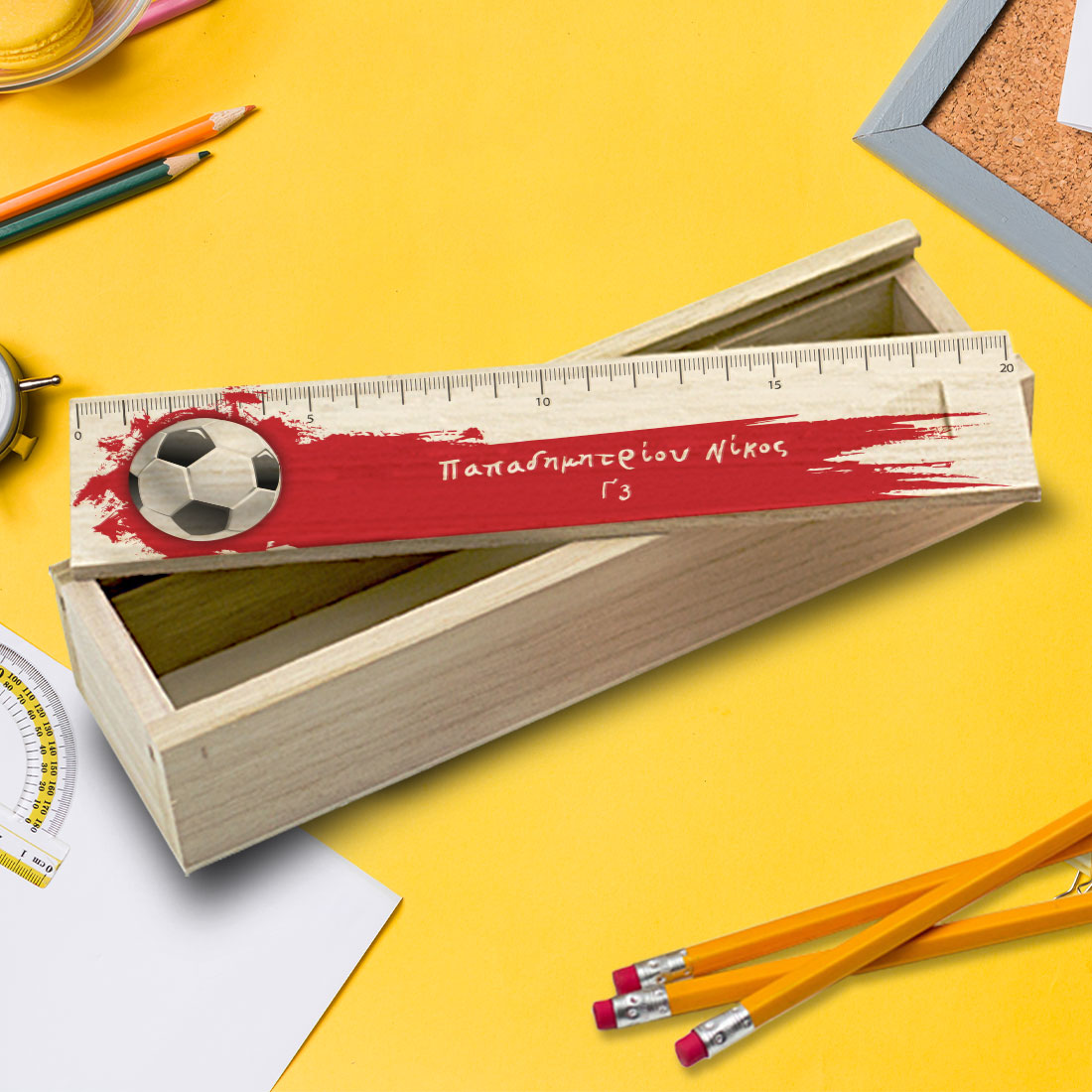 Κασετίνα Ξύλινη με το χρώμα της ομάδας σας & Όνομα - Image 2