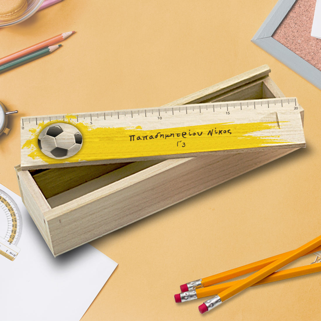 Κασετίνα Ξύλινη με το χρώμα της ομάδας σας & Όνομα - Image 4