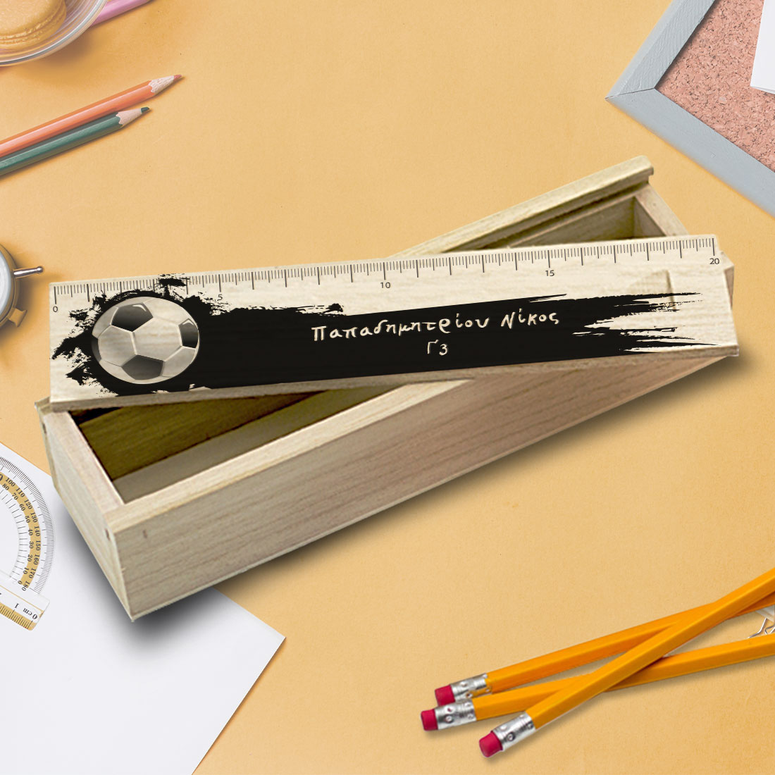 Κασετίνα Ξύλινη με το χρώμα της ομάδας σας & Όνομα - Image 3