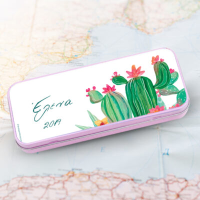 Κασετίνα για Σχολείο Μεταλλική με Κάκτους Όνομα, Έτος