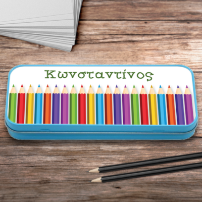 Προσωποποιημένη Μεταλλική Σχολική Κασετίνα με Ξυλομπογιές