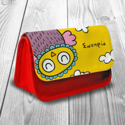 Σχολική Κασετίνα με Κουκουβάγια και Όνομα Παιδιού