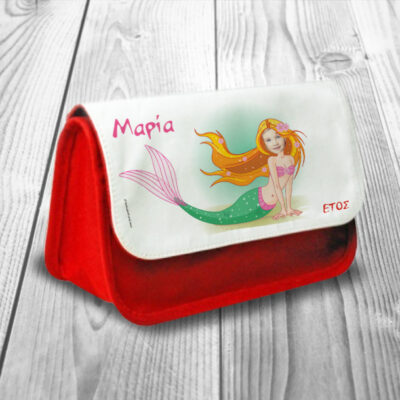 Κασετίνα Σχολική με γοργόνα με Όνομα και φωτογραφία για κορίτσια