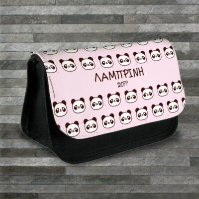 Κασετίνα Υφασμάτινη με αρκουδάκι Πάντα, Προσωποποιημένη με Όνομα