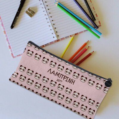 Κασετίνα Λινή με Πάντα Υφασμάτινη με Όνομα, Έτος