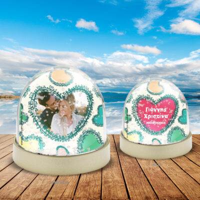 Χιονόμπαλα Προσωποποιημένη για Επετείους με Φωτογραφία, Αφιέρωση