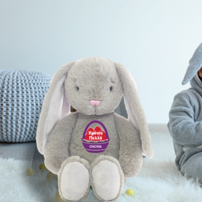 Προσωποποιημένο Λαγουδάκι με Καλάθι και Όνομα