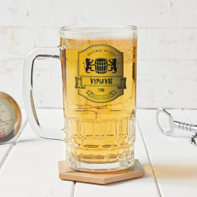 Γυάλινο Προσωποποιημένο Ποτήρι Μπύρας με Όνομα, Έτος
