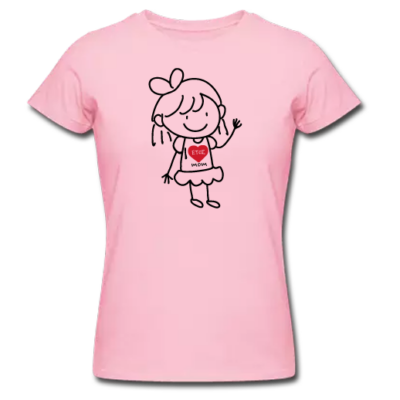 Δώρο Προσωποποιημένο Ροζ T-shirt, με σκίτσο Κοριτσάκι με καρδιά