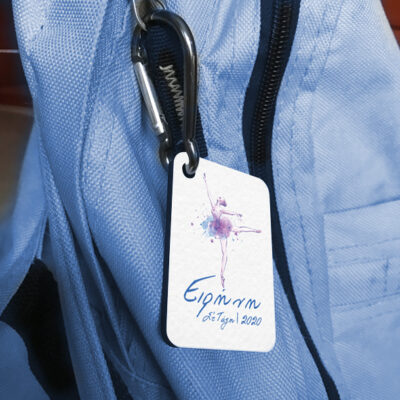 Καρτελάκι με Μπαλαρίνα για Σχολική Τσάντα, με Όνομα, Επίθετο