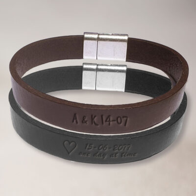 Βραχιόλι Δερμάτινο με χάραξη Μήνυμα, Αρχικά