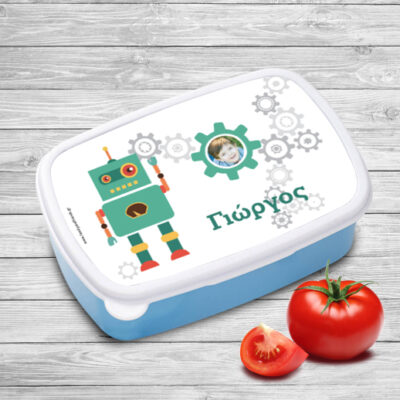 Δοχείο φαγητού για το σχολείο με Ρομπότ, Φωτογραφία και όνομα