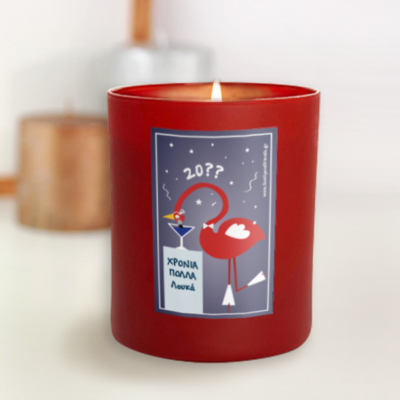 Κερί σε Ποτήρι με Φλαμίνγκο με Ευχές για κάθε αφορμή