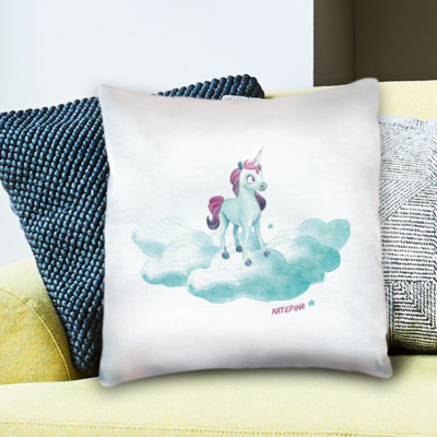 Μαξιλάρι για Παιδιά Διακοσμητικό με Μονόκερο, Όνομα