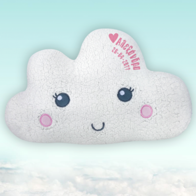 Μαξιλάρι Σύννεφο Παιδικό Διακοσμητικό με Όνομα, Ημ/νία