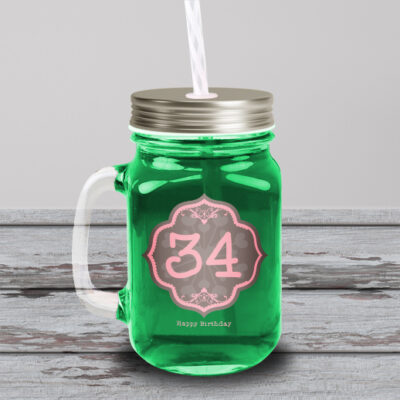 Προσωποποιημένο Βαζάκι – Ποτήρι με Καλαμάκι για Γενέθλια, Happy Birthday