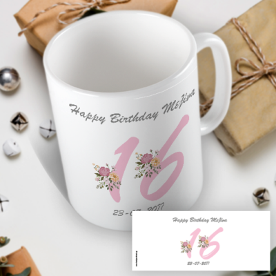 Κούπα με Λουλούδια, Ηλικία για Γενέθλια, Ευχές, Όνομα