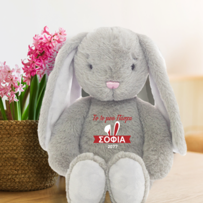 Προσωποποιημένο Λούτρινο Λαγουδάκι με Όνομα Παιδιού και Έτος