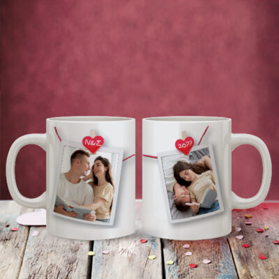 Με αρχικά, 2 Φωτογραφίες εκτύπωση σε Κούπα