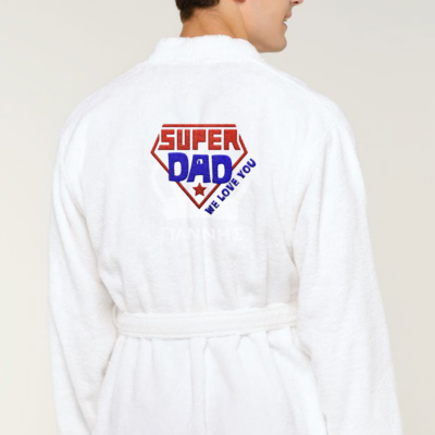 Με Κέντημα Μπουρνούζι Super Dad με Όνομα ή Μήνυμα