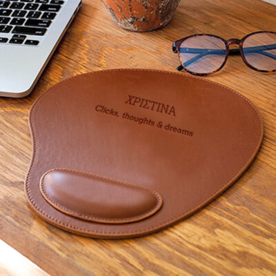 Δερμάτινο οβάλ Εργονομικό Mouse Pad με Ονόματα