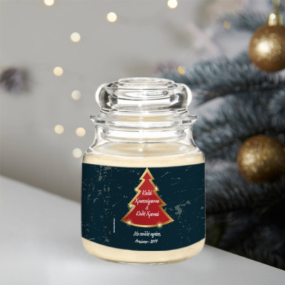 Γιορτινό Κερί σε Βάζο με Δενδράκι, Ευχές, Ονόματα, Έτος