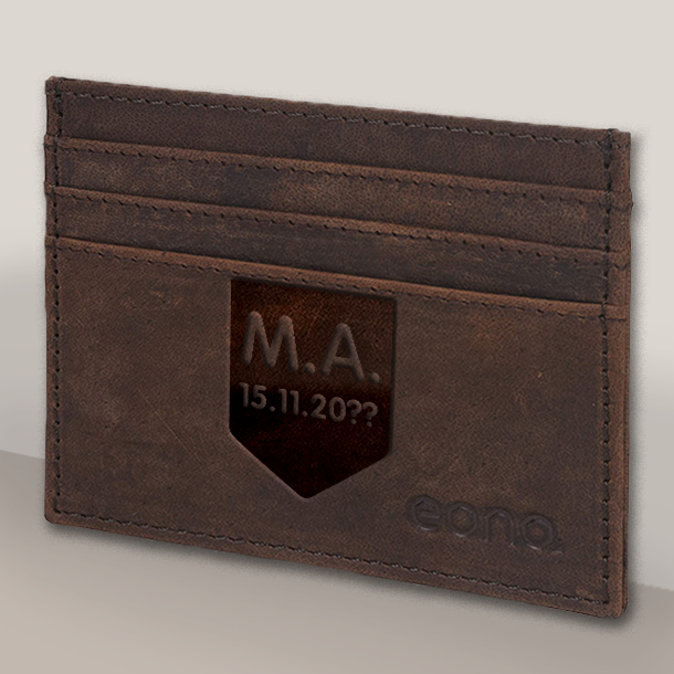 με Αρχικά Μονόγραμμα, θήκη για πιστωτικές κάρτες Δερμάτινη