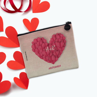 Πορτοφολάκι με Καρδιά για Γυναίκες, για Χρόνια Πολλά, με Αρχικά