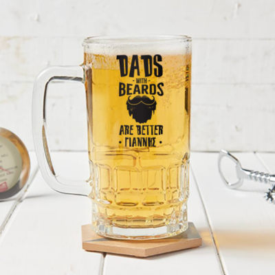 Γυάλινο Ποτήρι Μπύρας για Άνδρα με μούσι, με Όνομα