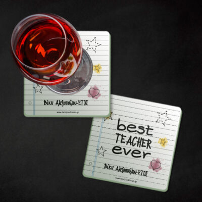 Προσωποποιημένο Σουβέρ Best Teacher, για Δάσκαλο, Δασκάλα, Σετ 4τμχ