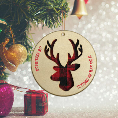 Στολίδι Ξύλινο με Τάρανδο Υφασμάτινο για το δένδρο με Όνομα