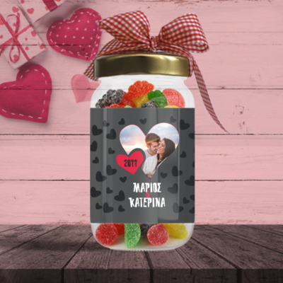 Με φωτογραφία σε σχήμα καρδιάς, Βαζάκι με Καραμέλες
