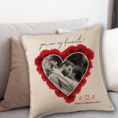 Μαξιλάρι για Valentine's Day με Φωτογραφία σε καρδιά, Ονόματα