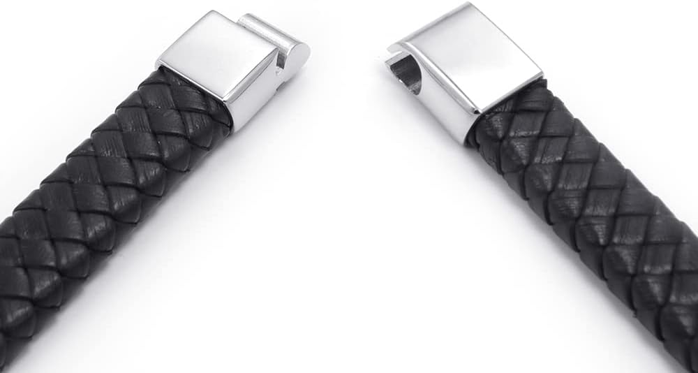 Δερμάτινο Πλεκτό Βραχιόλι με χάραξη Αρχικά στο κούμπωμα - Image 5